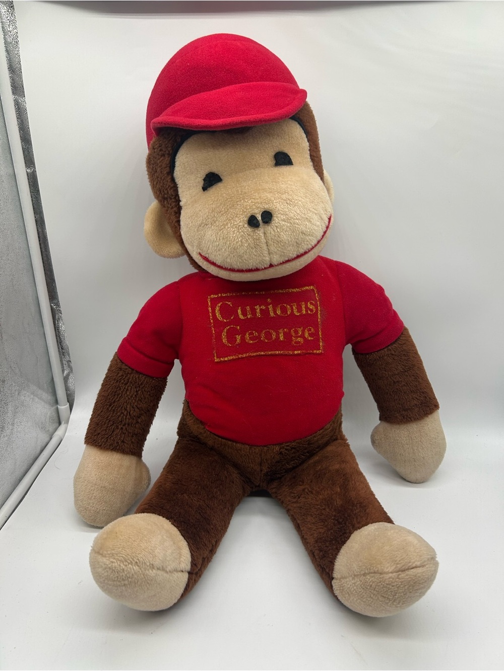 Vintage Knickerbocker Curious George Plush Monkey Red Shirt Hat 24”